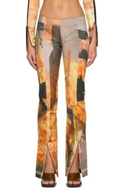 Elliss Orange Sunflower Jeans Print Multi Graphic Size Large NWT Organic Cotton